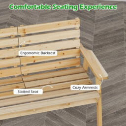 Outdoor Fir Wood Bench 2To3 Person - thumbnail 5