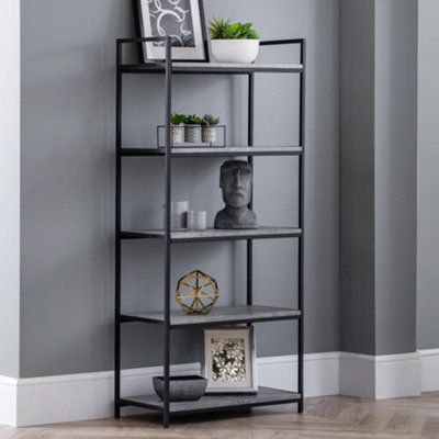 Julian Bowen Staten Tall Concrete Bookcase - Concrete And Black - image 1