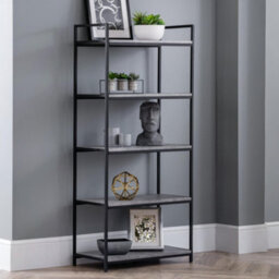 Julian Bowen Staten Tall Concrete Bookcase - Concrete And Black
