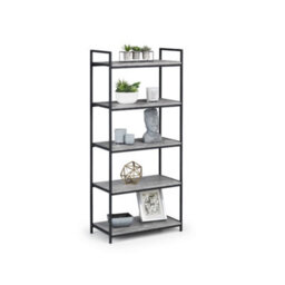 Julian Bowen Staten Tall Concrete Bookcase - Concrete And Black - thumbnail 3