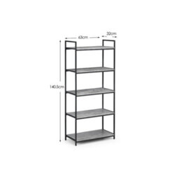 Julian Bowen Staten Tall Concrete Bookcase - Concrete And Black - thumbnail 8