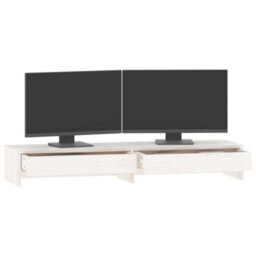 Walplus Monitor Stand White 100X27X15 Cm Solid Wood Pine - thumbnail 4