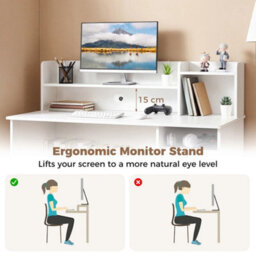 120 Cm Computer Desk With Monitor Stand Modern Study Writing Desk White - thumbnail 3