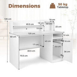 120 Cm Computer Desk With Monitor Stand Modern Study Writing Desk White - thumbnail 2