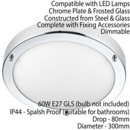 Ip44 Outdoor Dimmable Bulkhead Light Chrome Plate Bathroom Flush Ceiling Lamp - thumbnail 2
