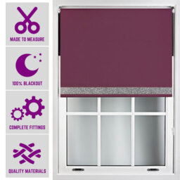Furnished Aubergine Blackout Blind With Silver Glitter Accent Made To Measure - (W)90Cm X (L)165Cm - thumbnail 1
