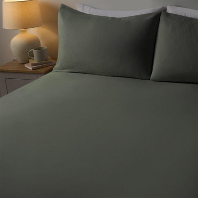 Ohs Essential Brushed Cotton Soft Fitted Bed Sheet, Woodland Green - King - image 1