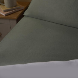 Ohs Essential Brushed Cotton Soft Fitted Bed Sheet, Woodland Green - King - thumbnail 2