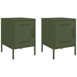Berkfield Bedside Cabinets 2 Pcs Olive Green 36X39X50.5 Cm Steel - thumbnail 2