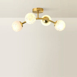 Valuelights Jas Gold 4 Way Ceiling Light With White Confetti Glass Globe Shades And Bulbs - thumbnail 4