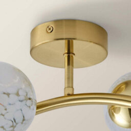 Valuelights Jas Gold 4 Way Ceiling Light With White Confetti Glass Globe Shades And Bulbs - thumbnail 6