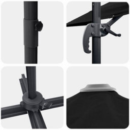 Berkfield Modern Cantilever Roma Parasol Black 286X285X265 Cm Aluminium - thumbnail 9