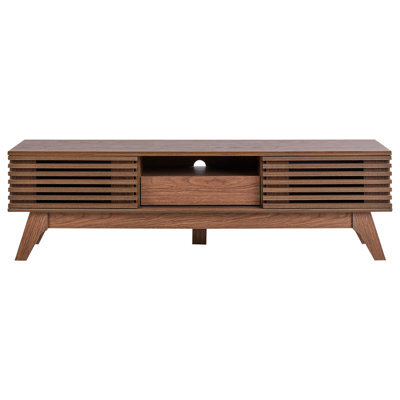 Wyld And Coco Everwood Tv Stand Dark Brown Matt Laminated Finish, W149 X D35 X H44Cm, Retro Storage Cabinet - image 1