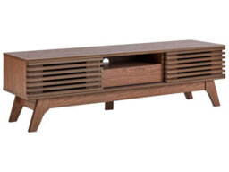 Wyld And Coco Everwood Tv Stand Dark Brown Matt Laminated Finish, W149 X D35 X H44Cm, Retro Storage Cabinet - thumbnail 3