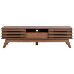 Wyld And Coco Everwood Tv Stand Dark Brown Matt Laminated Finish, W149 X D35 X H44Cm, Retro Storage Cabinet - thumbnail 1