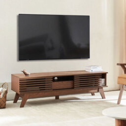 Wyld And Coco Everwood Tv Stand Dark Brown Matt Laminated Finish, W149 X D35 X H44Cm, Retro Storage Cabinet - thumbnail 2