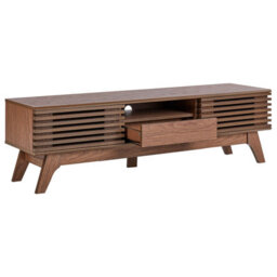 Wyld And Coco Everwood Tv Stand Dark Brown Matt Laminated Finish, W149 X D35 X H44Cm, Retro Storage Cabinet - thumbnail 5