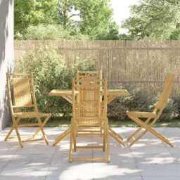 Walplus 5 Piece Garden Outdoor Dining Set Suitable For Backyard, Patio  Bamboo - Cushion Not Included