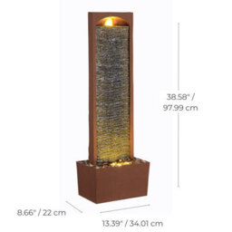 Teamson Home 98 Cm Faux Slate Contemporary Outdoor Led Waterfall Fountain With Pebble Base, Red Rock - thumbnail 6