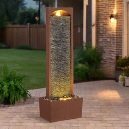 Teamson Home 98 Cm Faux Slate Contemporary Outdoor Led Waterfall Fountain With Pebble Base, Red Rock