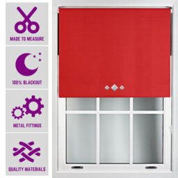 Triple Diamond Eyelet Blackout Roller Blind With Metal Fittings Free Alteration By Furnished - Red (W)60Cm X (L)165Cm - thumbnail 1