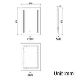 AVER-GROWTH Bathroom Mirror With Led Lights 3 Colour Shaver Socket Demister Anti-Fog Dimmable Touch/wall Switch Wall Mount Illuminated 60X80Cm - thumbnail 9