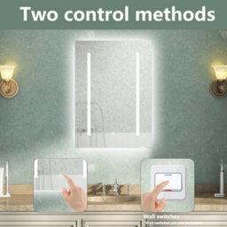 AVER-GROWTH Bathroom Mirror With Led Lights 3 Colour Shaver Socket Demister Anti-Fog Dimmable Touch/wall Switch Wall Mount Illuminated 60X80Cm - thumbnail 6