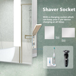 AVER-GROWTH Bathroom Mirror With Led Lights 3 Colour Shaver Socket Demister Anti-Fog Dimmable Touch/wall Switch Wall Mount Illuminated 60X80Cm - thumbnail 4