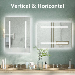 AVER-GROWTH Bathroom Mirror With Led Lights 3 Colour Shaver Socket Demister Anti-Fog Dimmable Touch/wall Switch Wall Mount Illuminated 60X80Cm - thumbnail 7