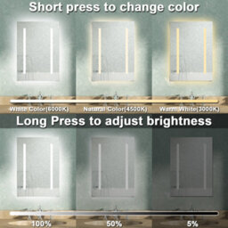 AVER-GROWTH Bathroom Mirror With Led Lights 3 Colour Shaver Socket Demister Anti-Fog Dimmable Touch/wall Switch Wall Mount Illuminated 60X80Cm - thumbnail 3