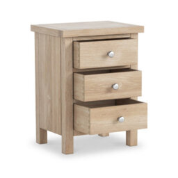 Farro Washed Oak 3 Drawer Bedside Table Fully Assembled - By Roseland Furniture - thumbnail 4