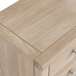 Farro Washed Oak 3 Drawer Bedside Table Fully Assembled - By Roseland Furniture - thumbnail 5