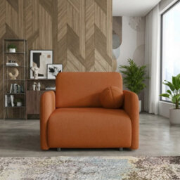 Viva Sun I Upholstered Chair Bed Has Sleep Function And Bedding Storage Chipboard Metal Legs 100X103X85Cm Orange
