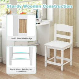 Costway Kids Study Desk And Chair Set Children Writing Desk W/ Hutch-White - thumbnail 9