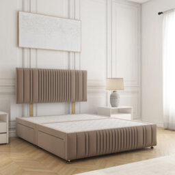 Bsspoke Rosie Divan Bed Mink Plush Velvet 24Inch Headboard & Footboard No Mattress No Drawers In Small Double King 4Ft6 6Ft - thumbnail 1