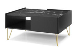 Arte Elegant Harmony Coffee Table H450mm W970mm D650mm In Black & Black Marble - A Stylish Centrepiece For Your Living Room - thumbnail 3