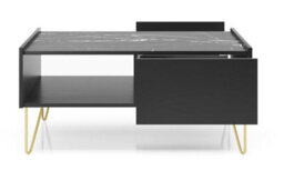 Arte Elegant Harmony Coffee Table H450mm W970mm D650mm In Black & Black Marble - A Stylish Centrepiece For Your Living Room - thumbnail 2