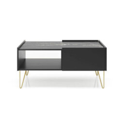 Arte Elegant Harmony Coffee Table H450mm W970mm D650mm In Black & Black Marble - A Stylish Centrepiece For Your Living Room - thumbnail 1
