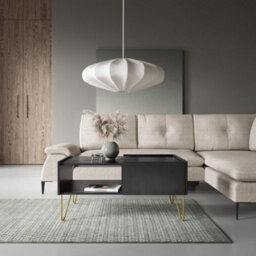Arte Elegant Harmony Coffee Table H450mm W970mm D650mm In Black & Black Marble - A Stylish Centrepiece For Your Living Room - thumbnail 4