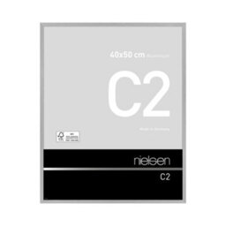 Nielsen C2 Brushed Silver Aluminium Picture Frame 40X50Cm - With Float Glass And Push/turn Clips