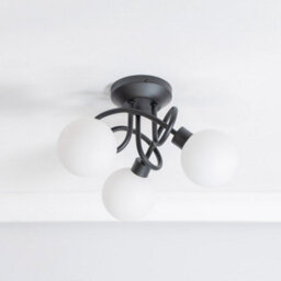 Valuelights Velika Black 3 Way Flush Ceiling Light With White Frosted Glass Lampshades - Led Bulbs Included - thumbnail 4