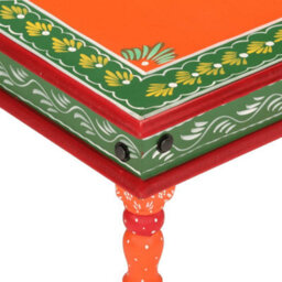 Berkfield Durable Coffee Table Orange Hand Painted Solid Wood Mango - thumbnail 4