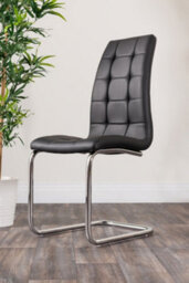 Furniturebox Selina Chrome Round Square Leg Glass Dining Table And 4 Black Murano Chairs Set - thumbnail 6