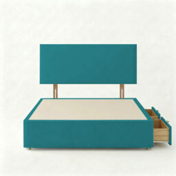 Adore Designs Victoria Plush Velvet Divan Bed, Headboard - 6Ft Super King - Mallard - 2 Drawers Same Side - thumbnail 2