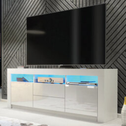 Tv Unit 160Cm Sideboard Cabinet Cupboard Tv Stand Living Room High Gloss Doors - White