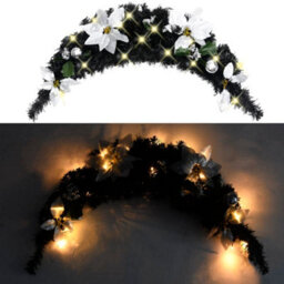 Berkfield Christmas Arch With Led Lights Black 90 Cm Pvc - thumbnail 2