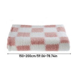 Thehotsale Double-Sided Pink And White Checkered Washable Plush Blanket,150Cm W X 200Cm D - thumbnail 7