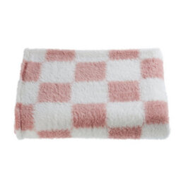 Thehotsale Double-Sided Pink And White Checkered Washable Plush Blanket,150Cm W X 200Cm D - thumbnail 3