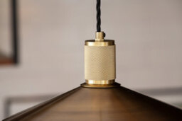 Industville Knurled Slope Pendant Light  - Brass, Brass Shade, Brass Pendant Holder - thumbnail 4