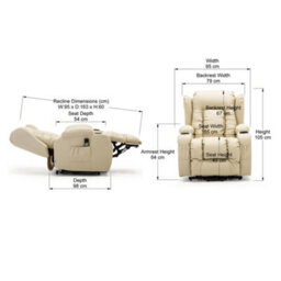 More4Homes Caesar Dual Motor Electric Rise Recliner Bonded Leather Armchair Electric Lift Riser Chair (Cream) - thumbnail 9